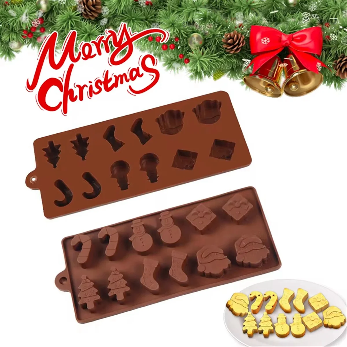 Christmas Decorations Christmas Tree Holiday Chocolate DIY Fondant Baking Cooking Cake Decorating Tools Silicone Molds