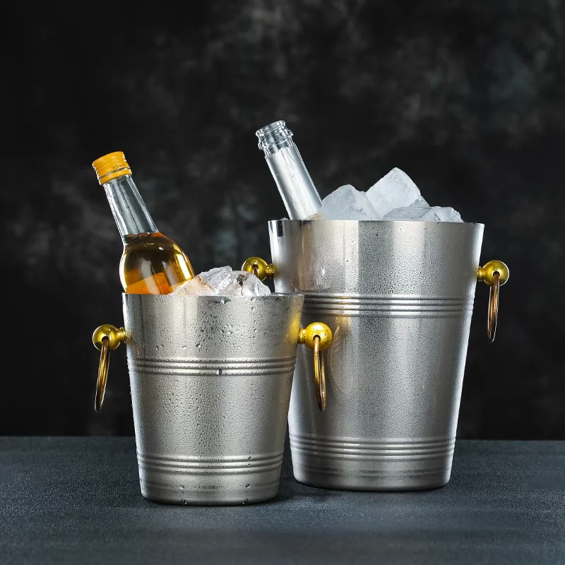 

2L/4L European Style Stainless Steel Ice Bucket Wine Champagne Wine Chiller Wine Bottle Cooler Beer Chiller Ice Barrel Bar Tools