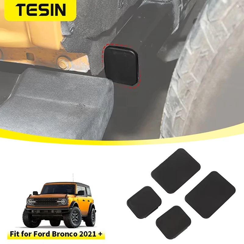 TESIN for Ford Bronco 2021 2022 2023 2024 Car Chassis Floor Pan Drain Plug Hole Waterproof Plugs Protective Cover Accessories