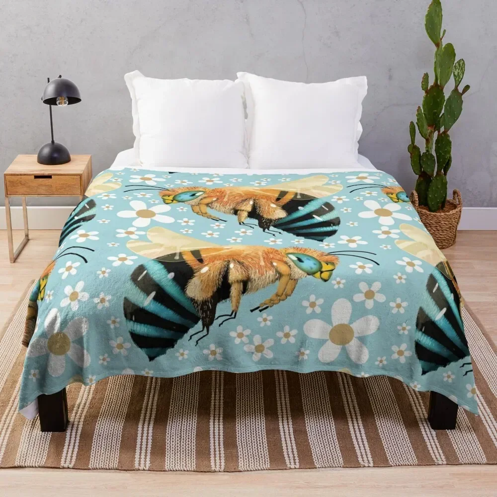 

Blue Banded Bee Throw Blanket Bed Fashionable for sofa Luxury Thicken Custom Blankets