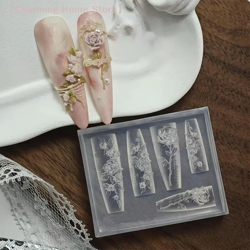 【M】Flexible Nail Art Silicone Molds Create Rose Flower Charm For Professional Design And Jewelry Making