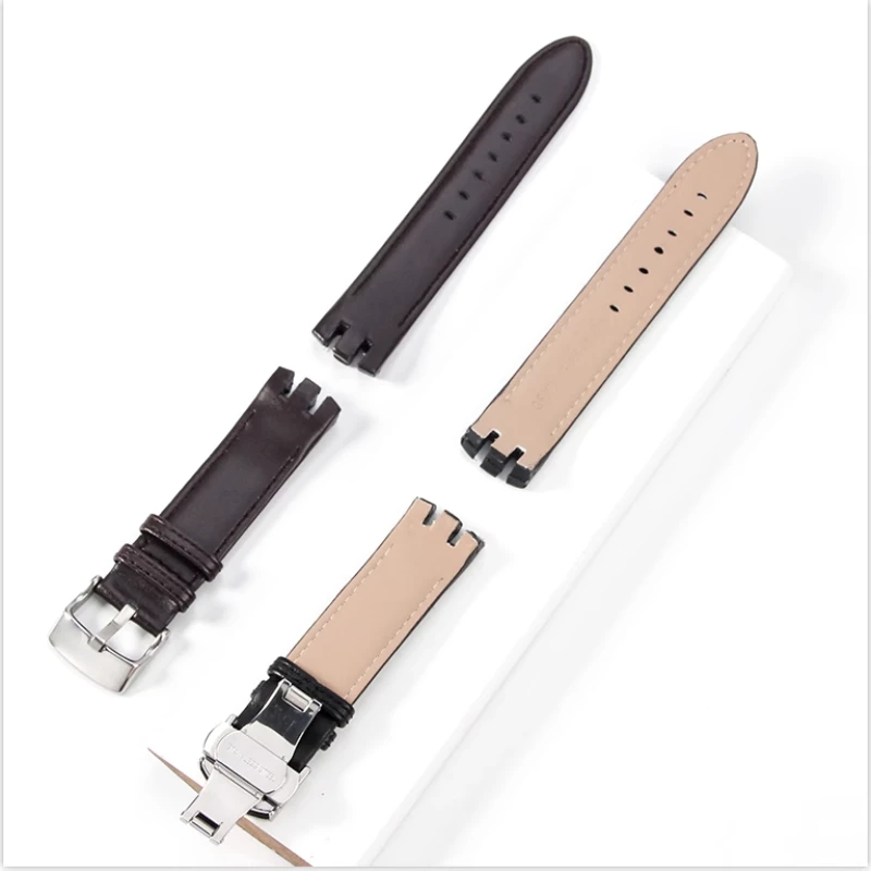 حزام ساعة من الجلد الطبيعي للرجال ، حزام ساعة منحني النهاية ، اكسسوارات مشبك قابلة للطي ، 20 مللي متر ، YTS401 ، 402 ، 403 ، 402 ، 409 ، 713 ، YTB400
