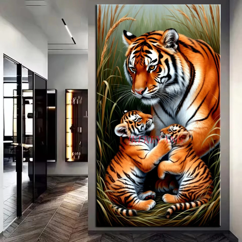 

Картина тигра и лисы, сделай сам, алмазная живопись, вышивка крестиком, полная дрель, алмазная мозаика, новая коллекция, домашний декор