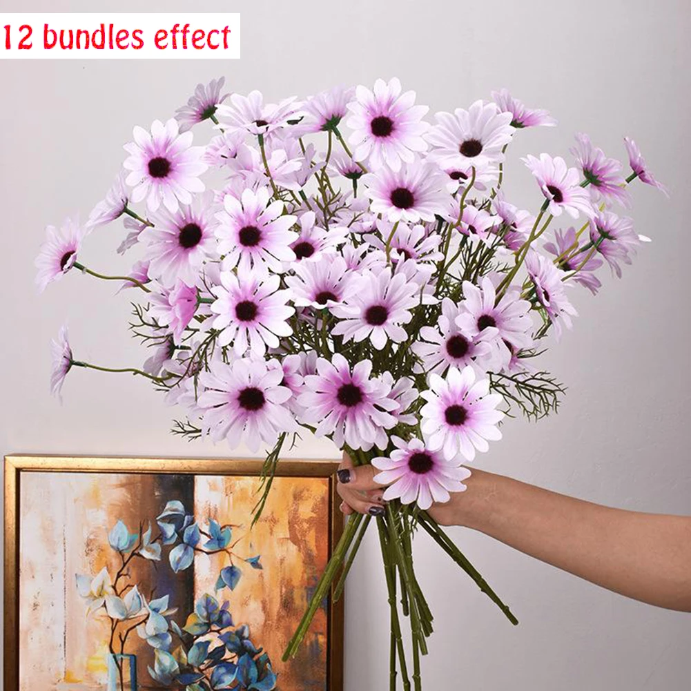5 Heads Artificial Flowers Daisy Silk Flowers Decoration Party Wedding Decoration Home Party Daisy Floral Arrangement Decors