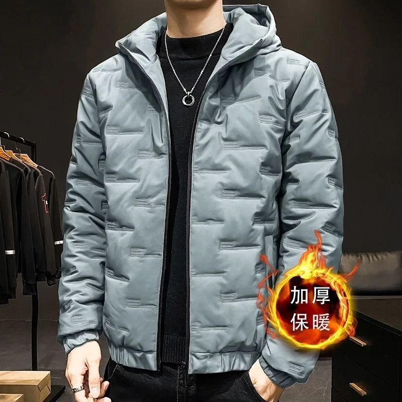 2024 Autumn/Winter Fashion Solid Color Hooded Cotton-Padded Jacket For Men Casual Loose Thick Warm High Quality Plus Size Coat