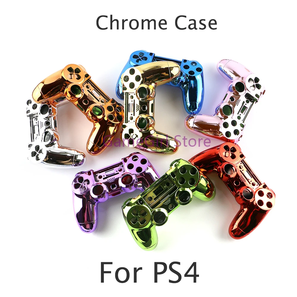 

5Sets Chrome Case Front Back Cover Housing Shell with Middle Frame for PS4 Jds001 010 Controller Replacement