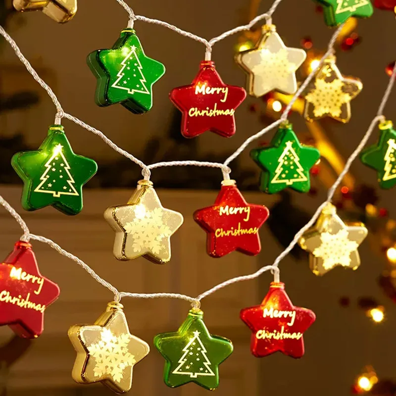 2024 Christmas Ball Lights Snowflake Santa Xmas Tree Hanging Pendant Ornaments Christmas Decorations Star For Home New Year 386