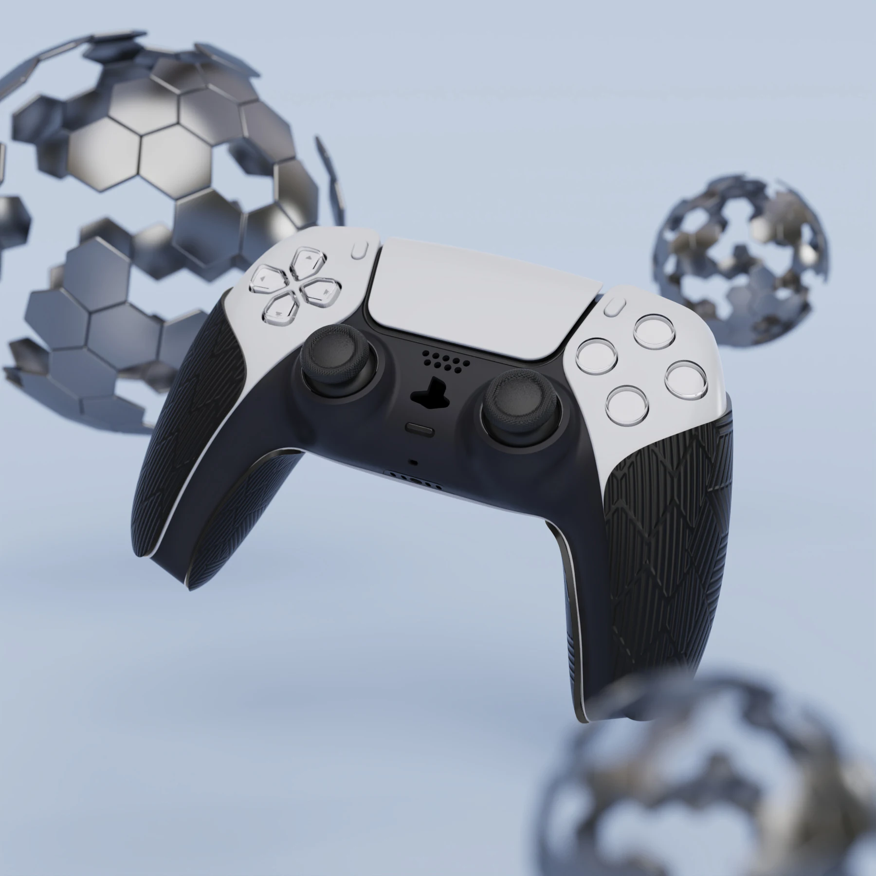 PlayVital-Cinta de silicona antideslizante para mando de ps5, empuñaduras para mando de ps5, accesorios con pegatinas de gatillo, color negro