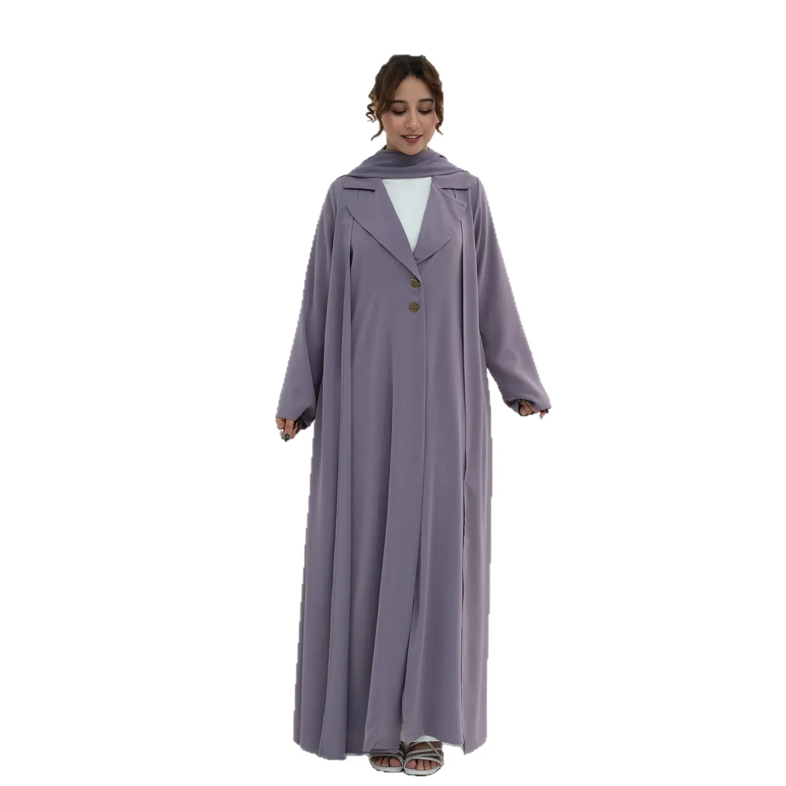 

Комплект из 2 предметов: Абайя и платок для женщин на Ид, мусульманский кардиган, джалабия из Дубая, однотонное платье для вечеринок на Рамадан, арабский халат, марокканский кафтан 2026