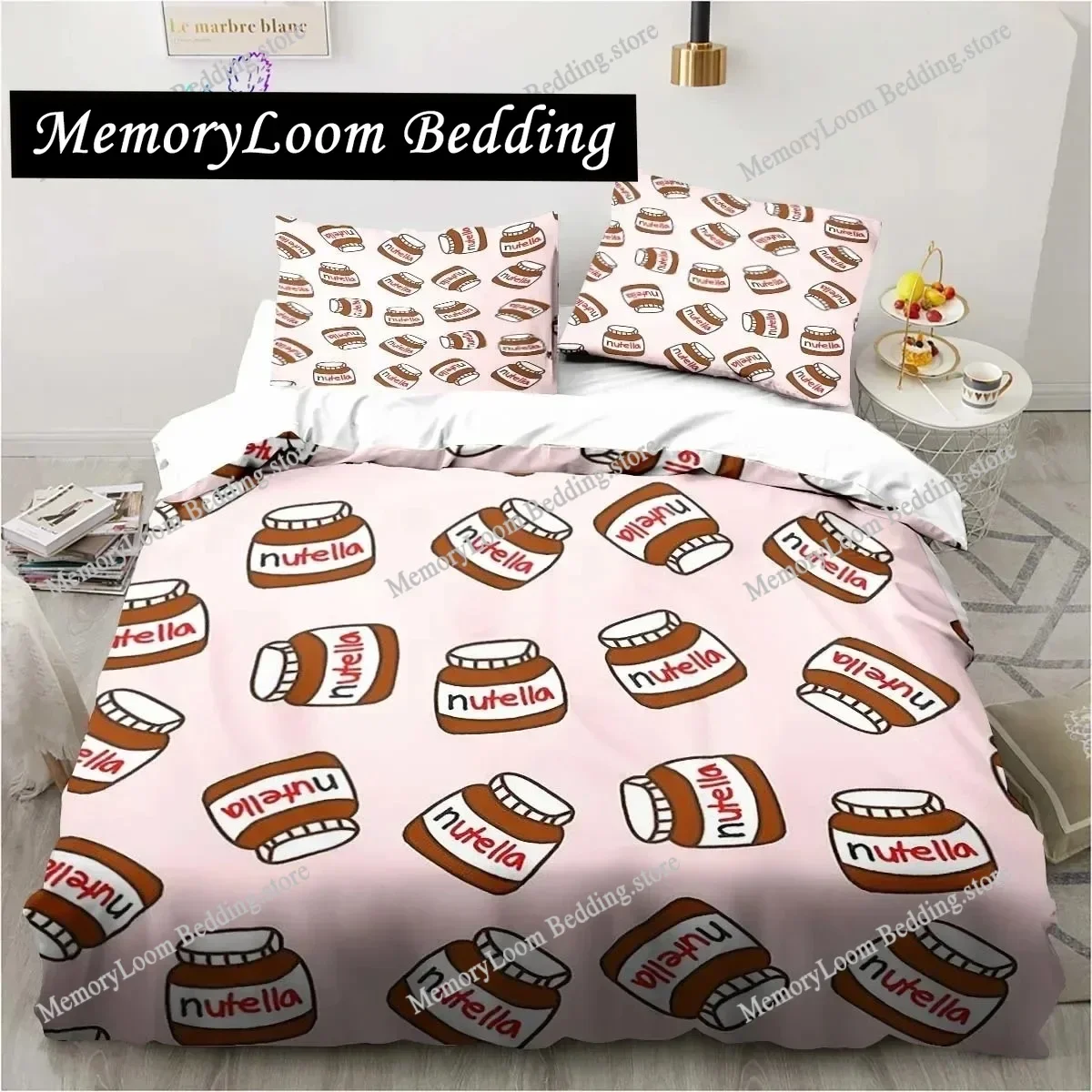 

3D Print Nutella Pattern Bedding Set Boys Girls Twin Queen King Size Duvet Cover Pillowcase Bed boys Adult Home Textileextile