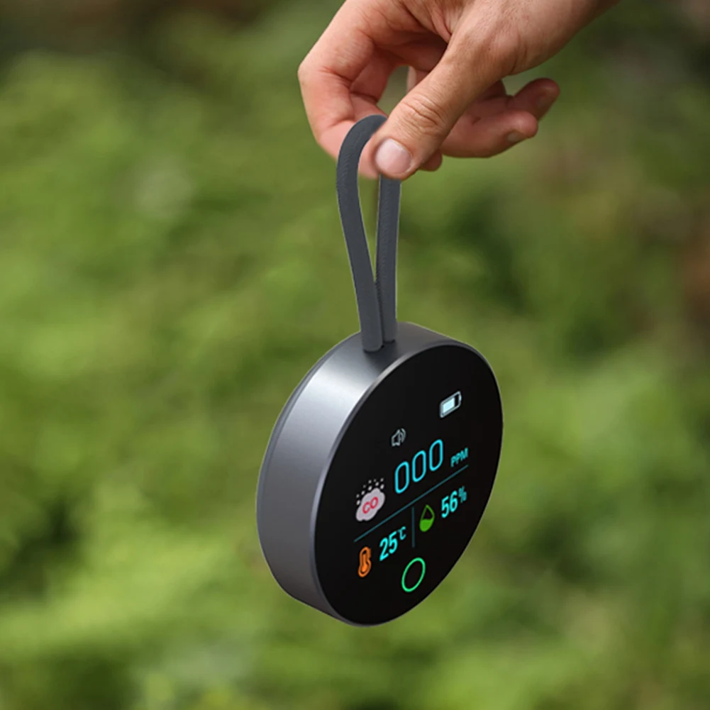 Alarm CO 3 w 1 z czujnikiem temperatury i wilgotności, wyświetlacz LCD HD, detektor CO, temperatury i wilgotności, 1000mAh, do użytku na zewnątrz, na kempingu, w kamperze, samochodzie.