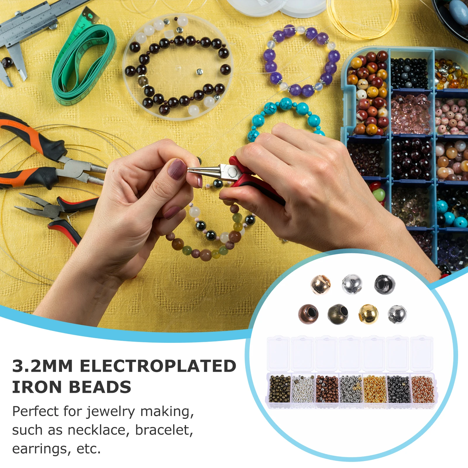 

Iron Bead Electroplating Round Jewelry Making Parts Durable DIY Craft Decorations Necklace Bracelet Earrings Door Windows H bags