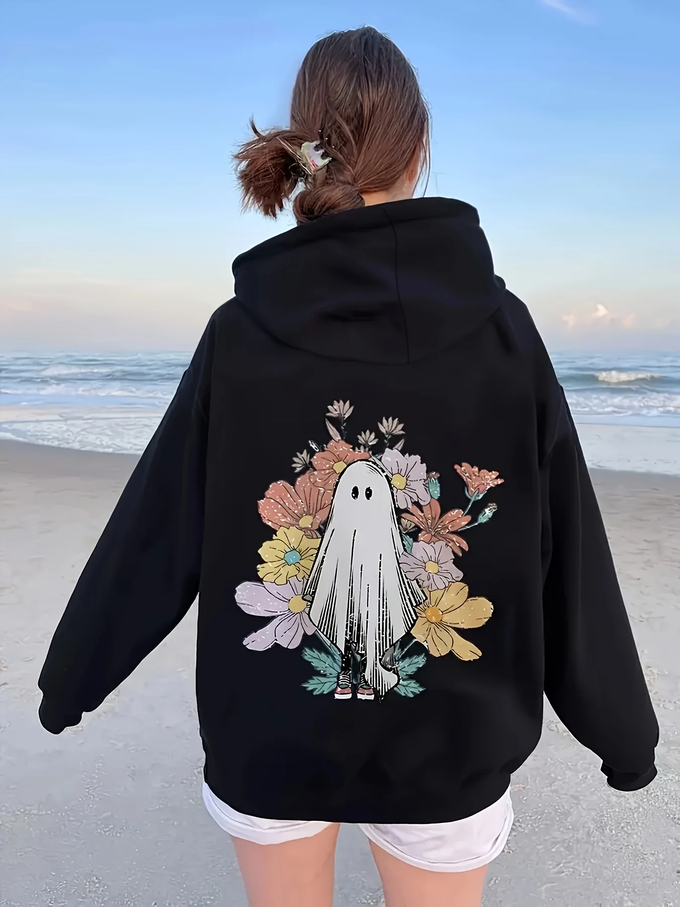 

Flower Graphic Printing Autumn and Winter Pure Cotton Men's and Women's Hoodies Casual Outdoor Street Sports Loose Training
