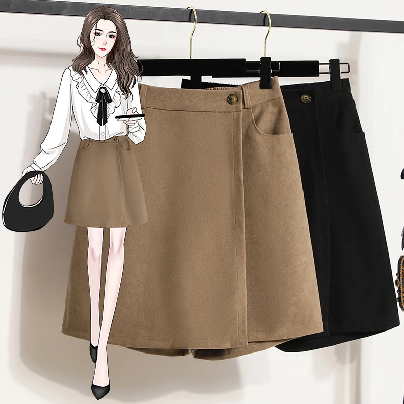 

High Waist A-Line Short Skirt Pants for plus Size Women Spring New Style Loose Comfortable Korean Style Commute Wind