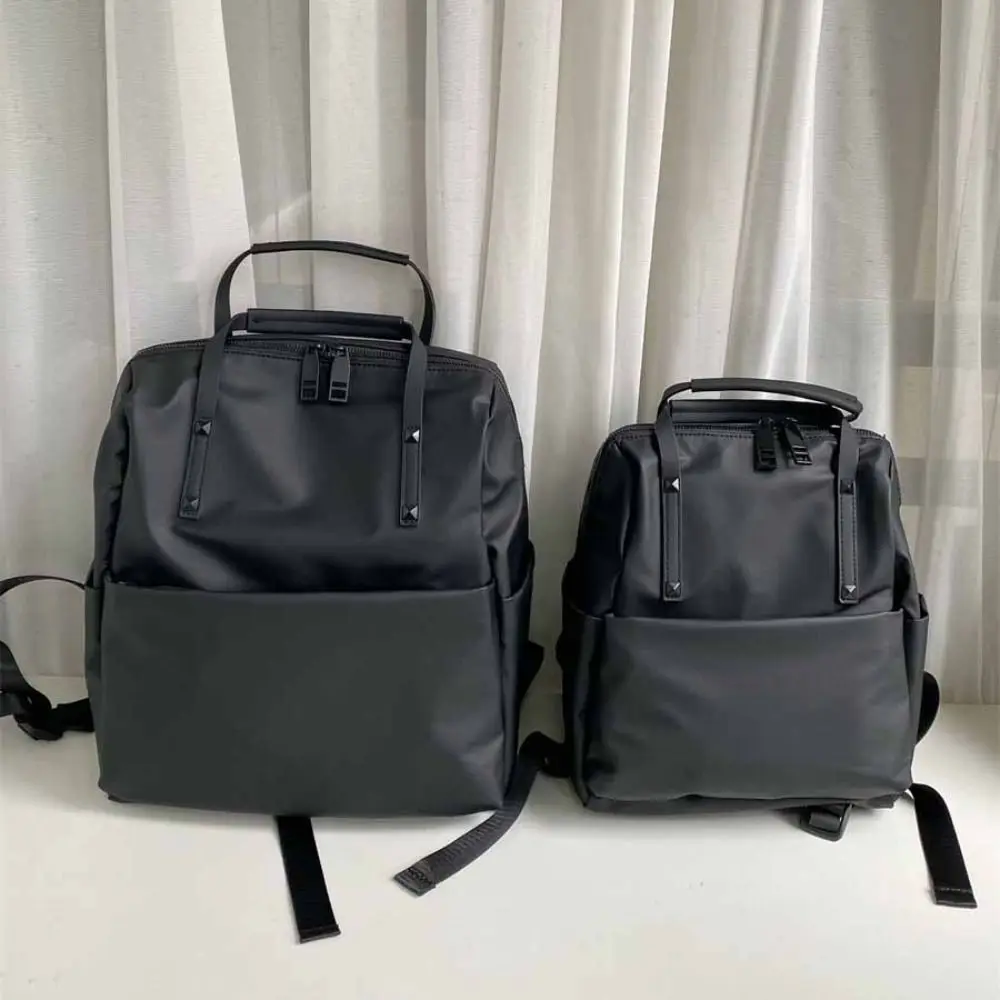 Black Lightweight Computer Bag Solid Color Korean Style Nylon Shoulder Bag Large Capacity Tote Bag Waterproof Travel Backpack