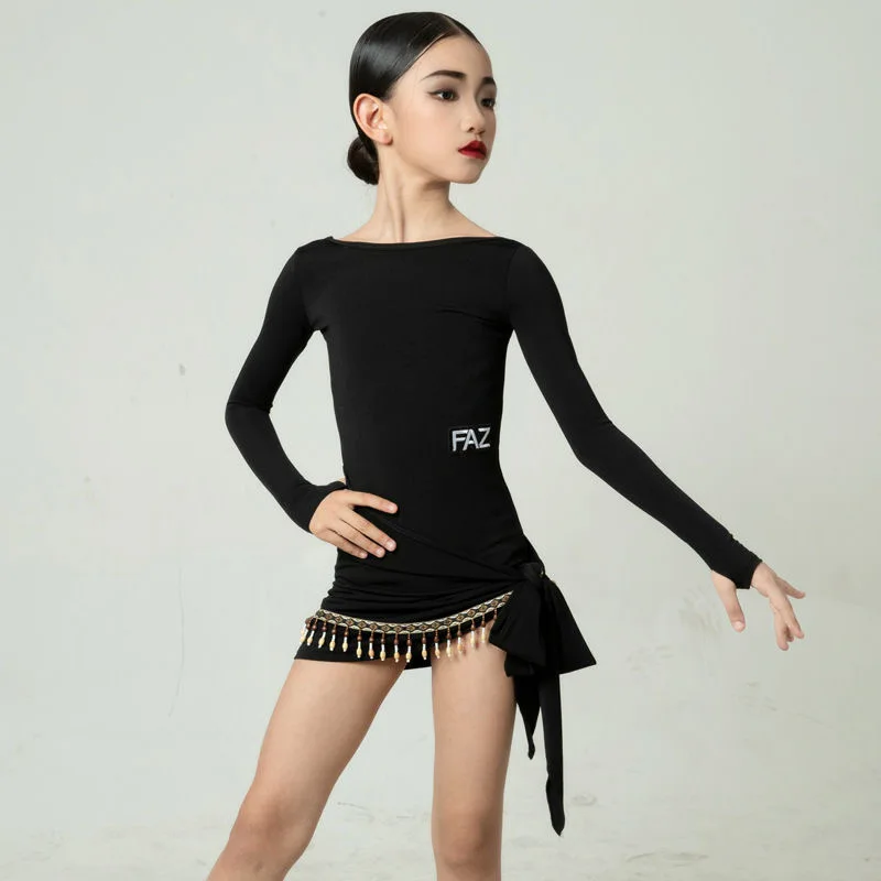 Abiti da competizione latino-americani Dancewear Linea Costume da ballo Abito da ballo latino per donna Abiti da ballo professionali Abito con frange