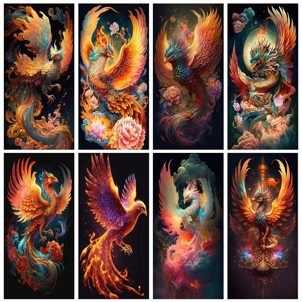 5d Diy Diamond Painting Colorful Divine Bird Phoenix Full Square/Round Embroidery Mosaic Collection 2023 Creative Hobby  PP5256