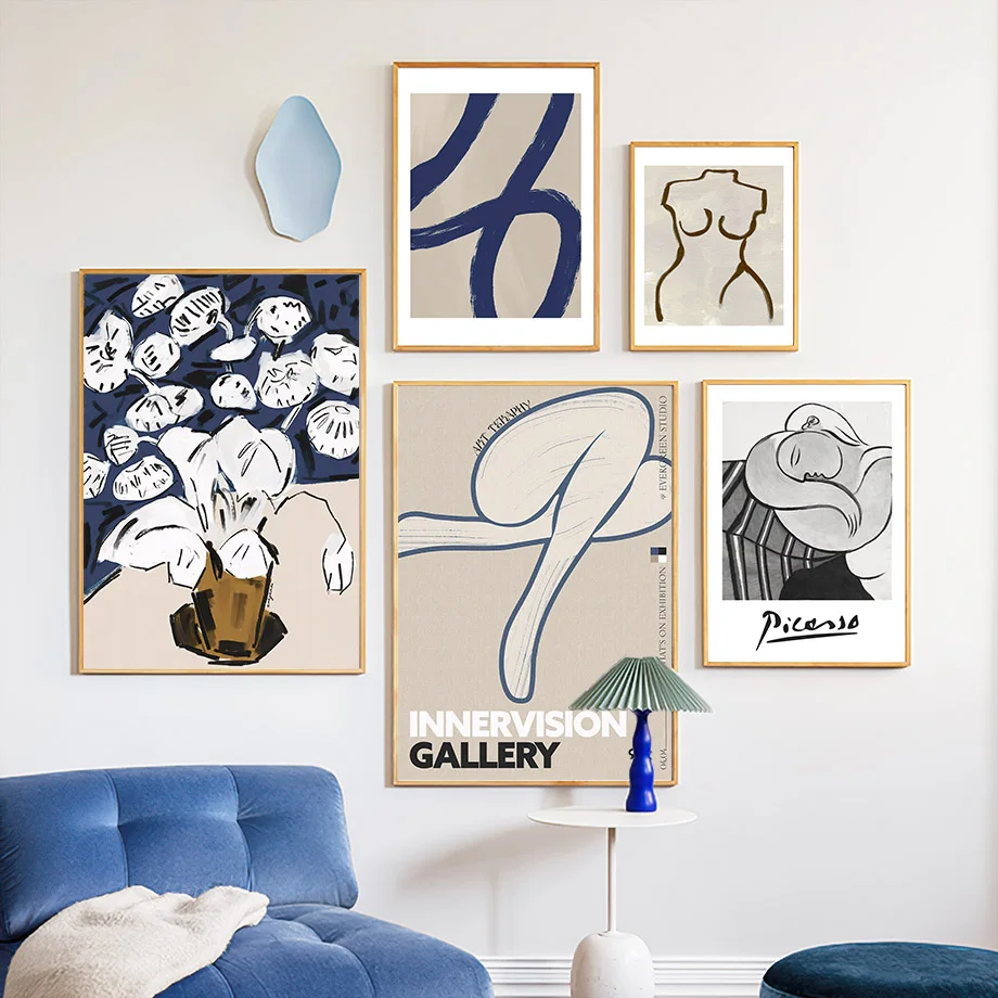 Abstract Figure Lines Stripe Girl Vase Wall Art Canvas Painting Posters And Prints Hotel Bar Pictures For Living Room Home Decor