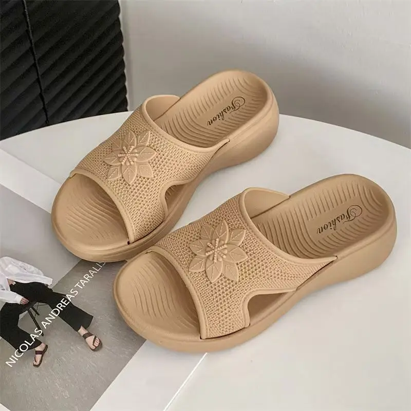 

Women's Open Toe Injection Molding Wedges Slippers Thick Sole Non Slip Lightweight Home Slippers Outdoor Waterproof Slippers