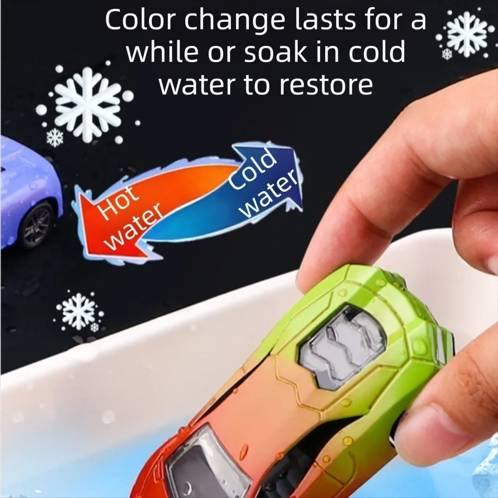 Coche Mágico Sensible a la Temperatura, Mini Coche de Carreras a Escala 1:64, Cambia de Color, Modelo de Coche Deportivo de Aleación Duradera, Inercia, Retroceso