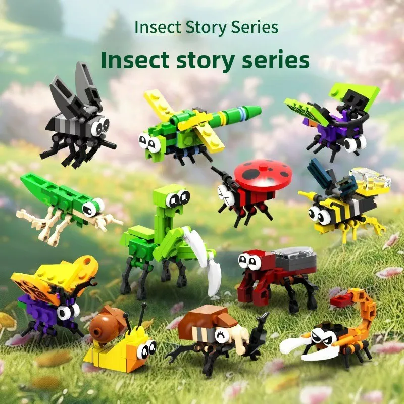 Insect World Series Toys, Interesting Three-dimensional Assembled Building Blocks, Educational Assembled Toys, Birthday Gifts.