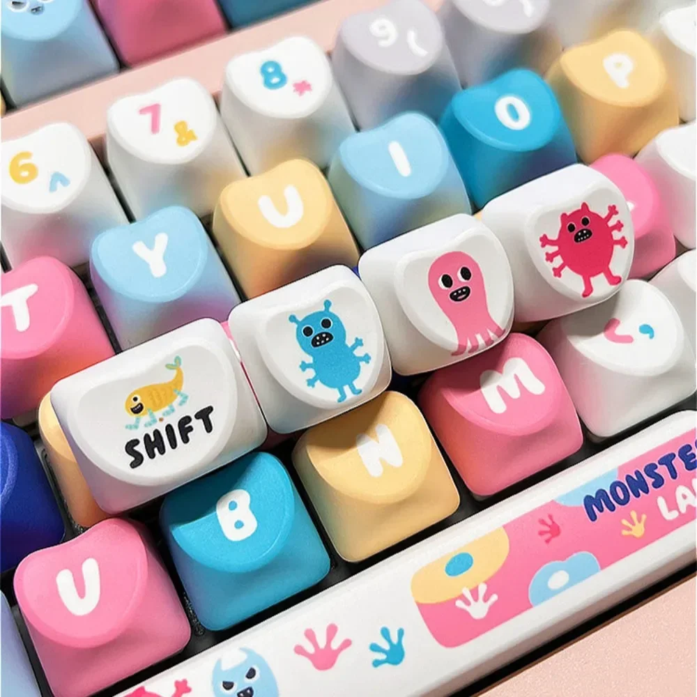 PBT Keycaps 120 Keys MOA Height, Candy Monster Keycaps, Hot Sublimation, For Cherry MX 104/87/61 Mechanical Keyboard