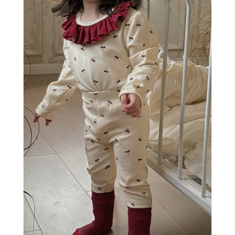 

New Baby Girls Cute Lotus Leaf Collar Loungewear Set Toddler Girls Pajamas Set