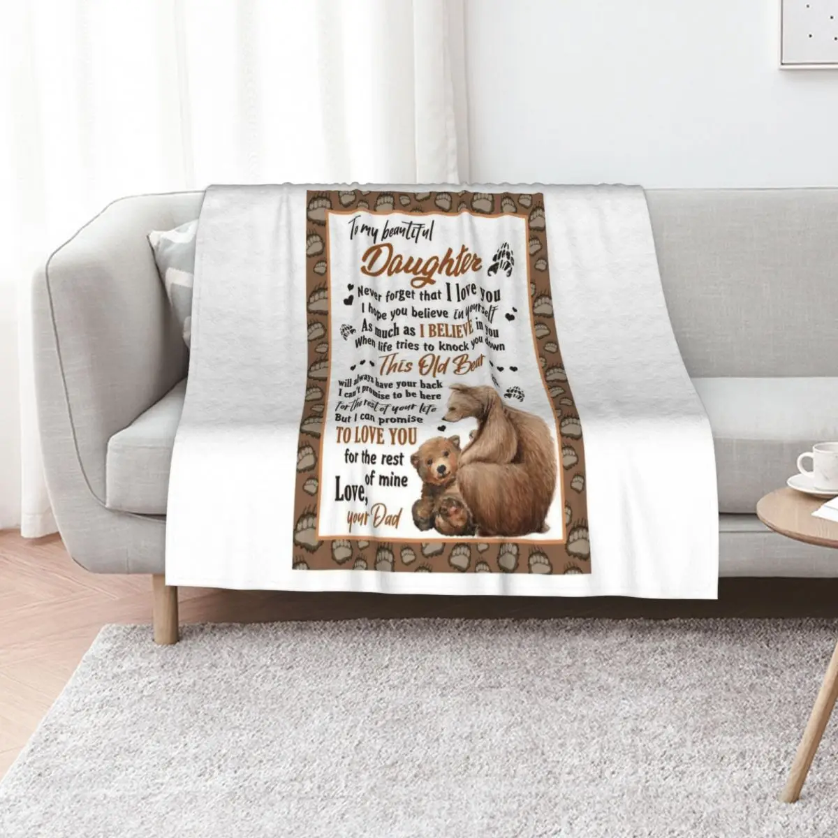 Daughter From Dad Blanket This Old Bear Will Always Have Your Back Themed Design Throw Blanket Retros heavy to sleep Blankets