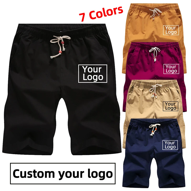 New Men Shorts Pants Casual Jogging Slim Fit Sport Short Drawstring Short Trousers Custom Your Logo 7Colors