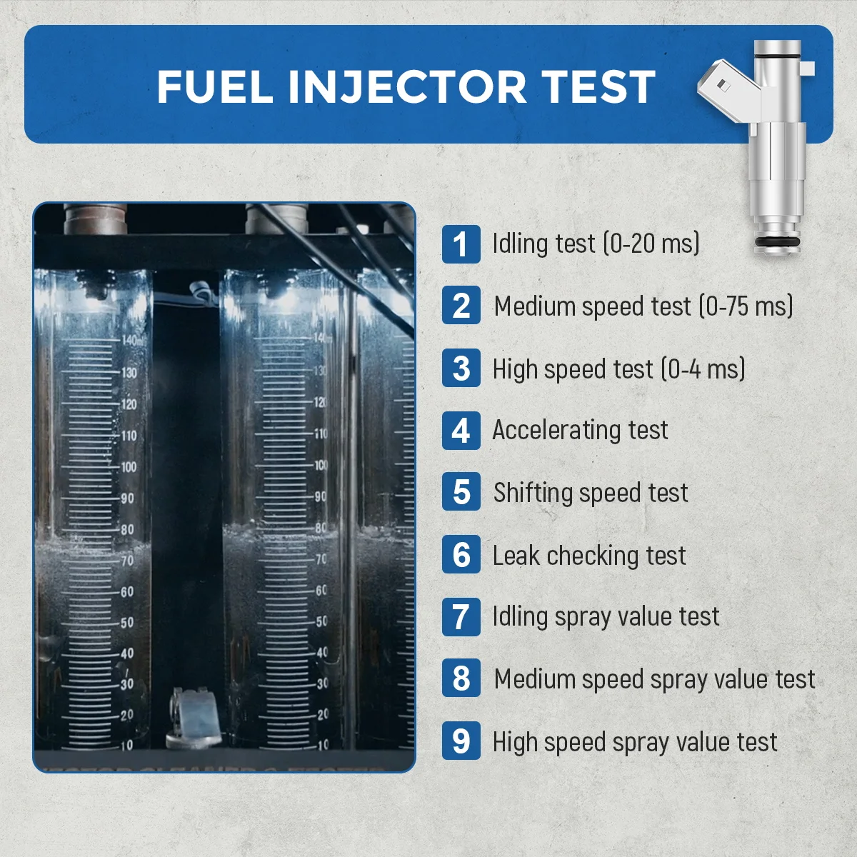 Autory CN100 Car Fuel Injector Tester Ultrasonic Cleaning Injector Leak and Block Tester 110 220V for Motorcycle HONDA YAMAHA