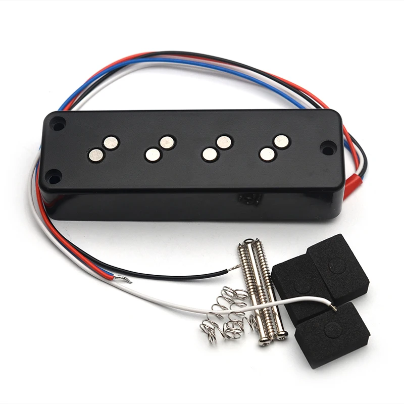 Alnico 5 Stacked 3 Holes 4 String Bass Humbucker with Staged Polepiece Noise Reduction Pickup 4 Conduct Output Split Coiling