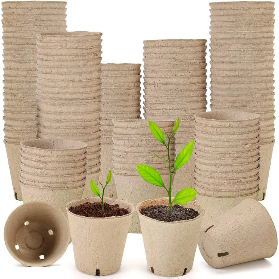 

Стартовые лотки для семян, 174 шт., 3,15 дюйма, круглые биоразлагаемые торфские горшки, дренажные отверстия, детский горшок, светло-коричневый круглый