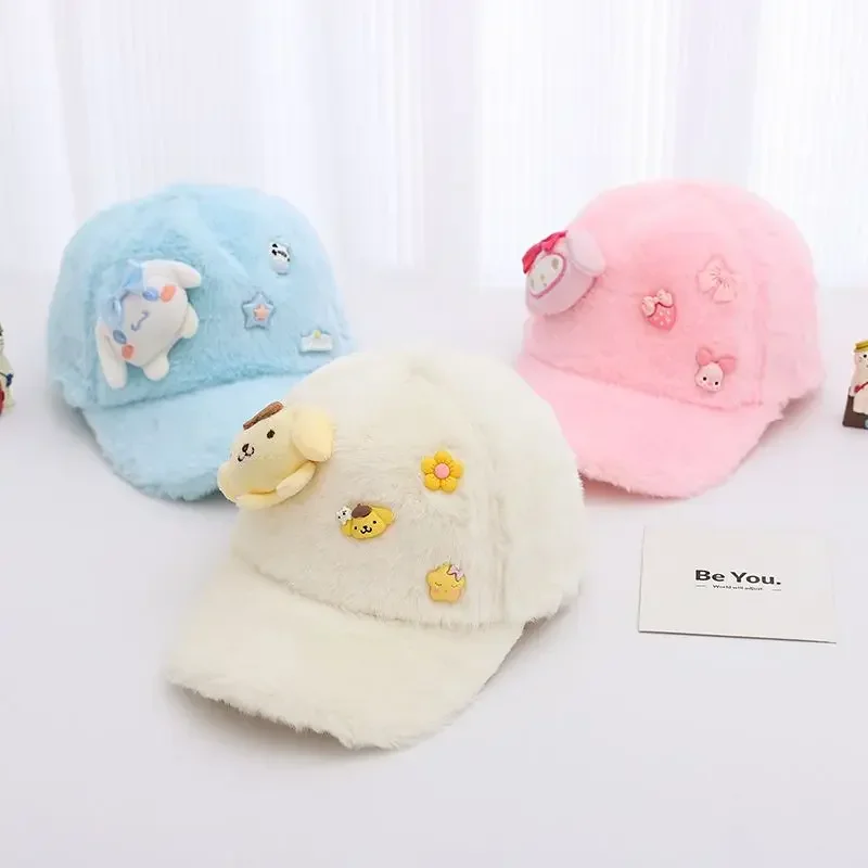 

Cinnamoroll My Melody Anime Kuromi Sanrio Ins Lovely Doll Warm Hat Children Cute Cartoon Kawaii Baseball Cap Gifts for Kids