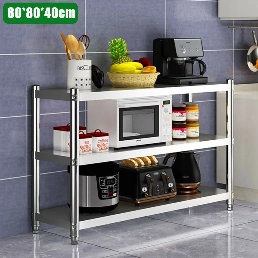 

3 Floors Stainless Steel Heavy-Duty Shelve Kitchen Shelf for Microwave Work Table Commercial Catering Table Kitchen Prep Table