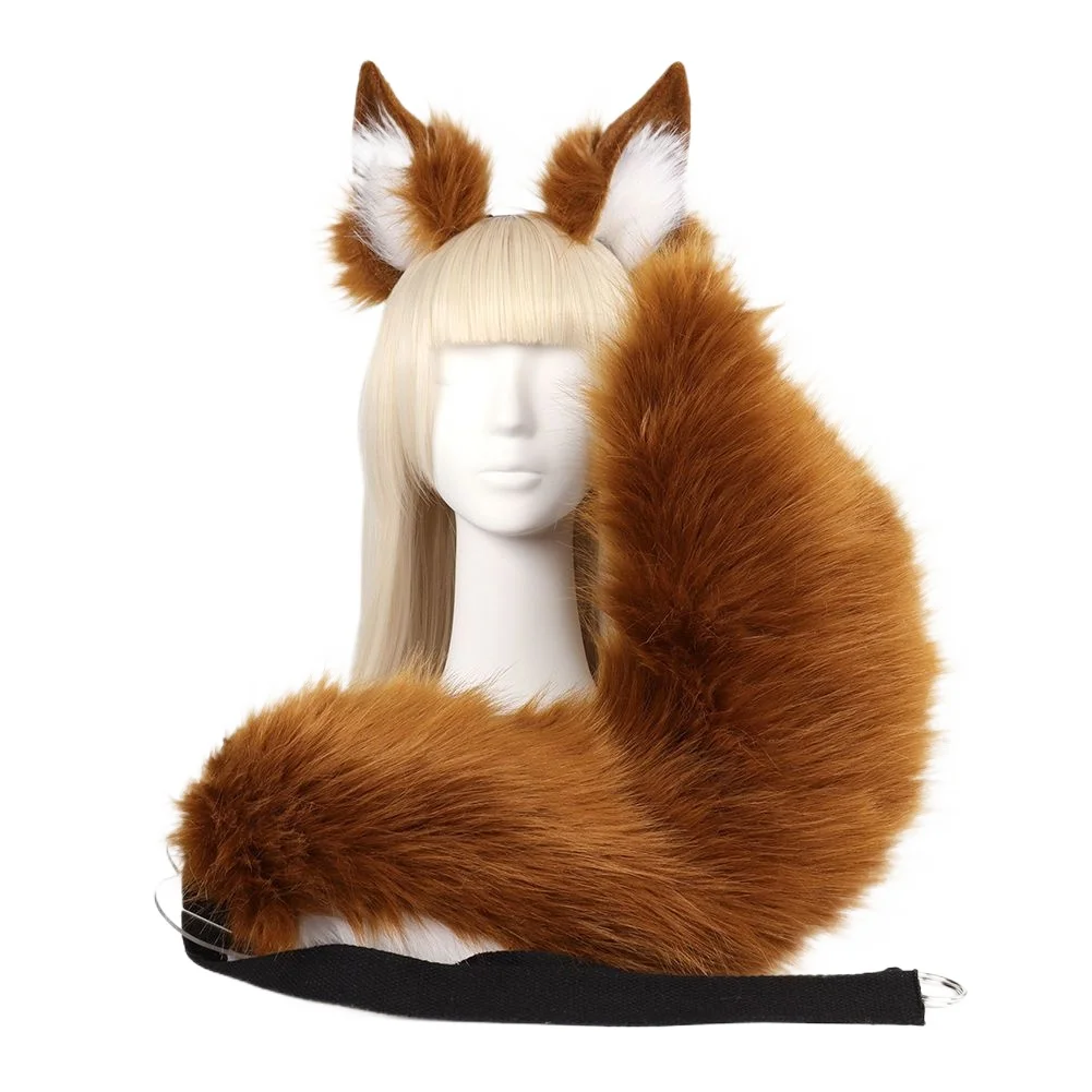 

Cos Fate/Grand Order Jade Algae Front Косплей Костюм с лисьими ушками и хвостом, плюшевый милый хвост с ушками зверя