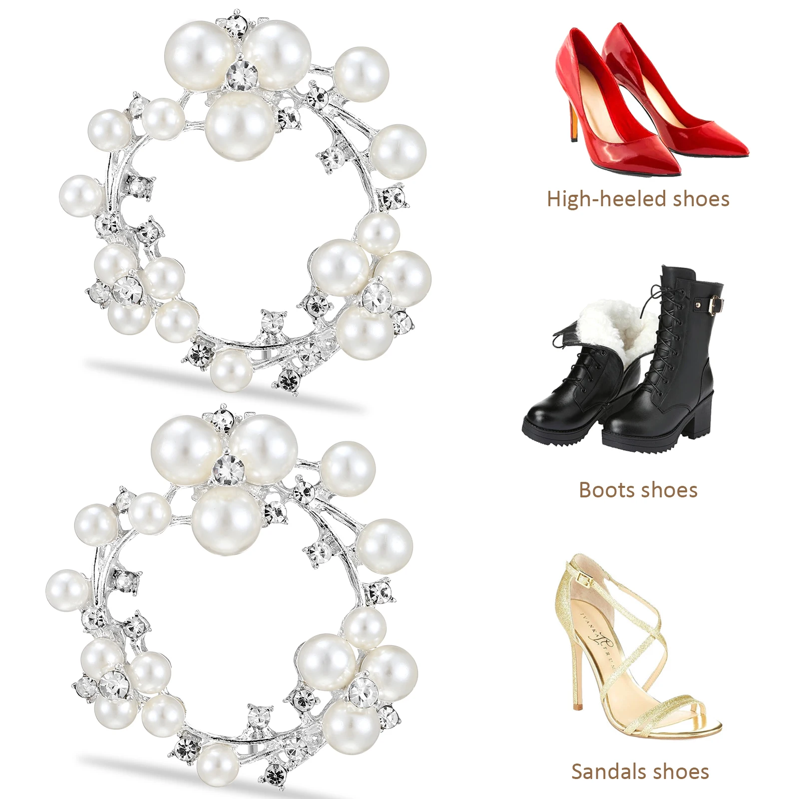 

Silver Shoe Clips for Women Wedding Decor Rhinestone Buckles Metal Plastic Charms Lightweight Removable Shoe Accessories Flat
