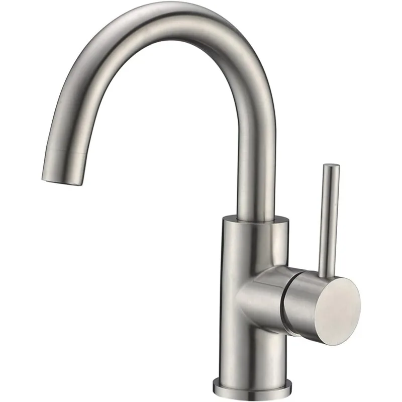 

Bar Sink Faucet, Bathroom Kitchen Faucet Brushed Nickel Pre Wet Small Mini Kitchen Bath Utility Marine Faucet Single Hole