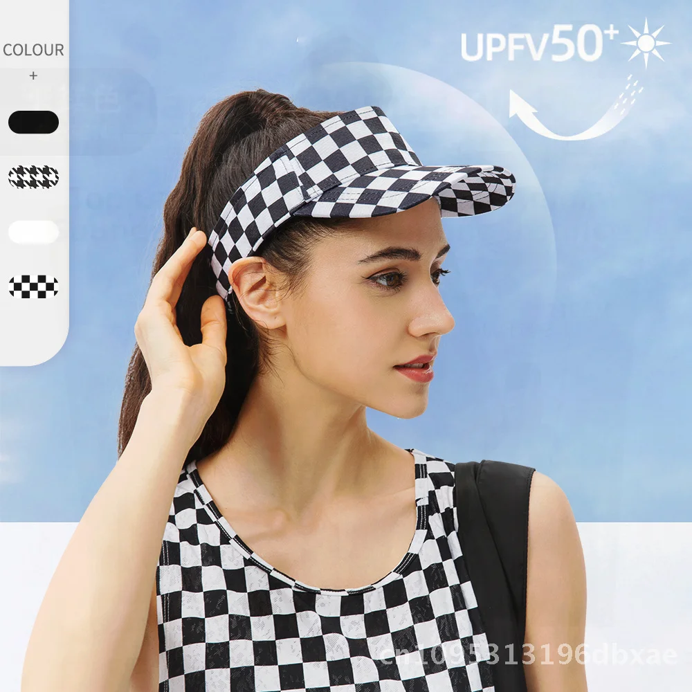 

Бейсболка унисекс с защитой от ультрафиолета, повседневная модная пустая солнцезащитная шляпа для занятий спортом на открытом воздухе, черный узор «гусиные лапки», один размер подходит