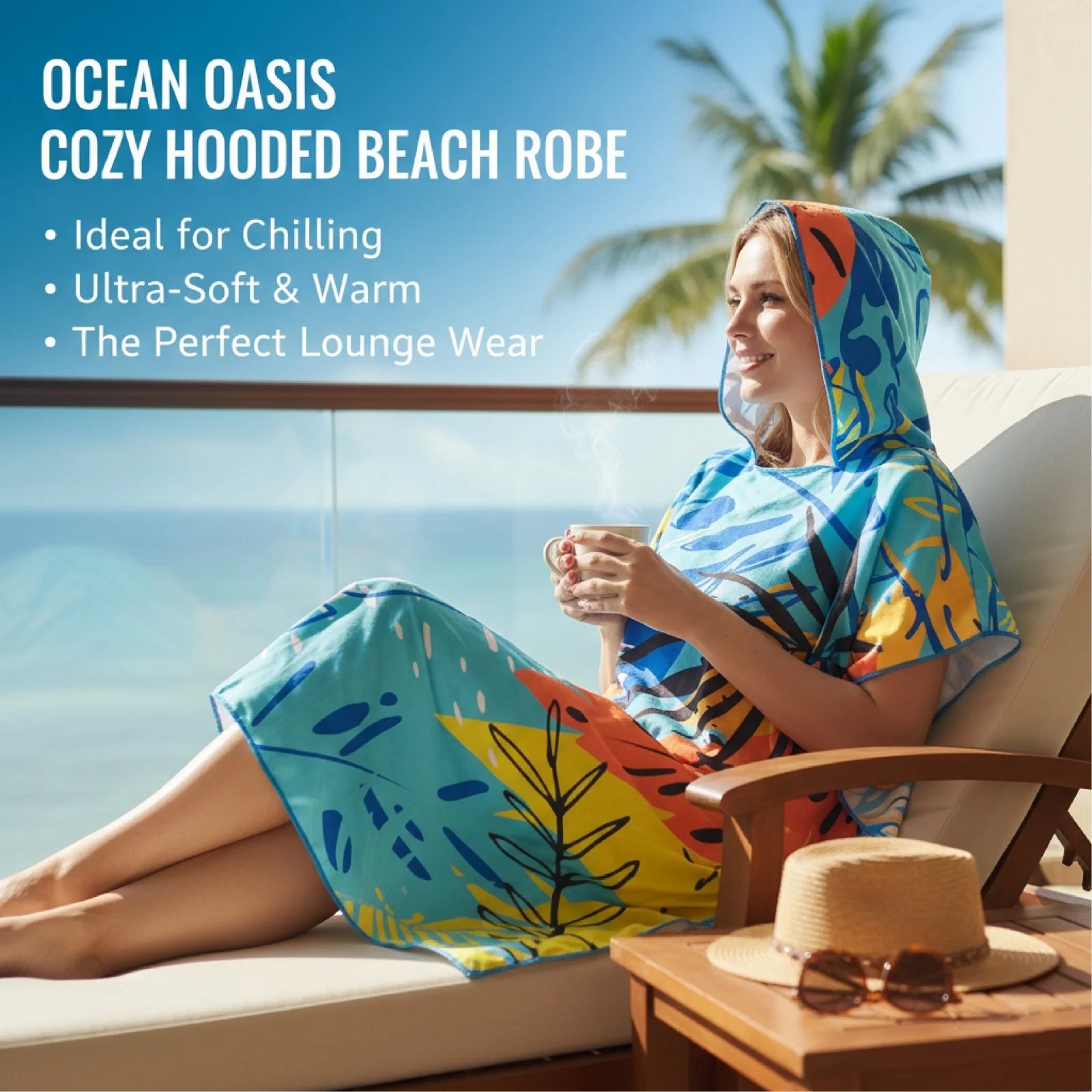 

Пляжный халат с капюшоном - ультрамягкое быстросохнущее полотенце из микрофибры 90x110 см, накидка для плавания, серфинга и защиты от солнца, а также для обеспечения приватности.