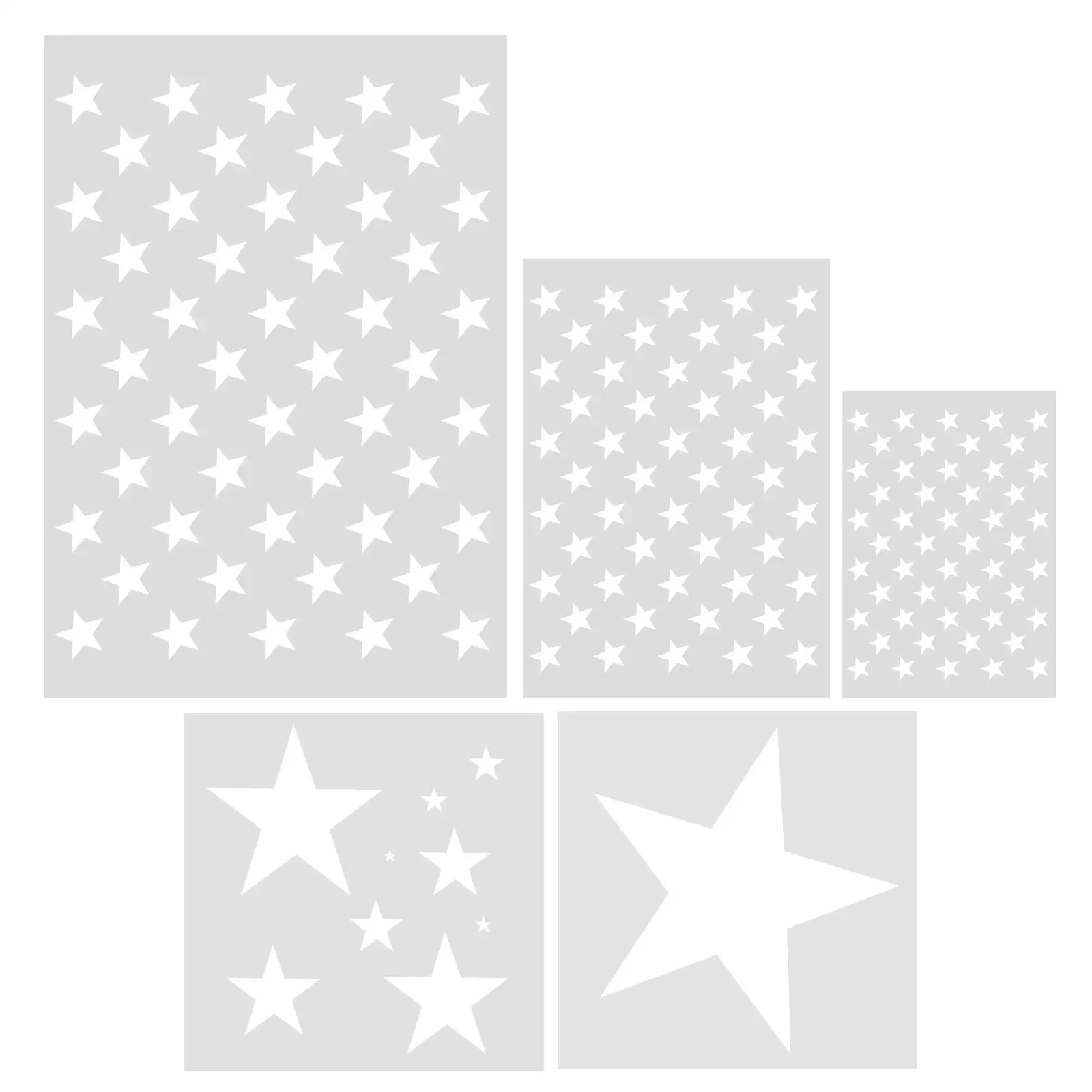 5 Pcs Pentagram Template Drawing Stencils Reusable Spraying Painting Classroom Pattern Safety Templates Craft PP Material