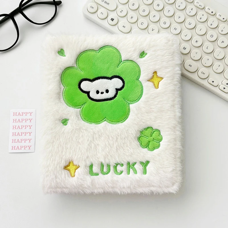 Pack of 1/4/10 Pcs Quirky Four-leaf Clover Plush Idol Photocard Organizer; Transparent Inner Page Design for Easy Viewing.