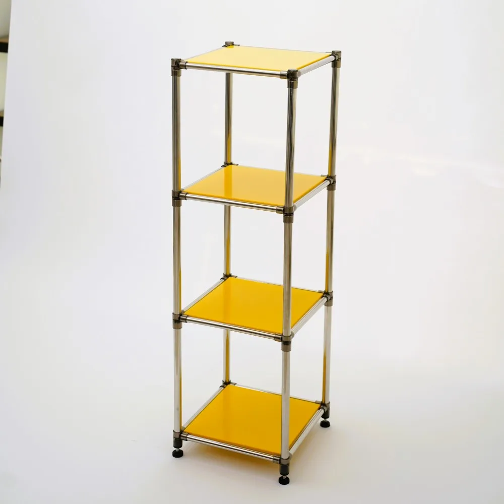 

Korean Yellow 4-Tier Heavy Duty Stainless steel Storage Shelving Unit, 100lbs/shelf (49"H x 14.9"W x 13.7"D) for Indoor/Outdoor