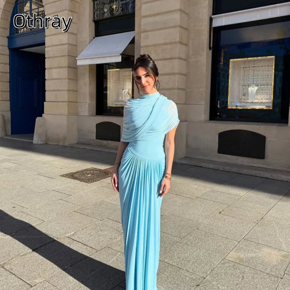 

Шифоновые вечерние платья русалки с высоким воротником и рюшами длиной до пола по индивидуальному заказу