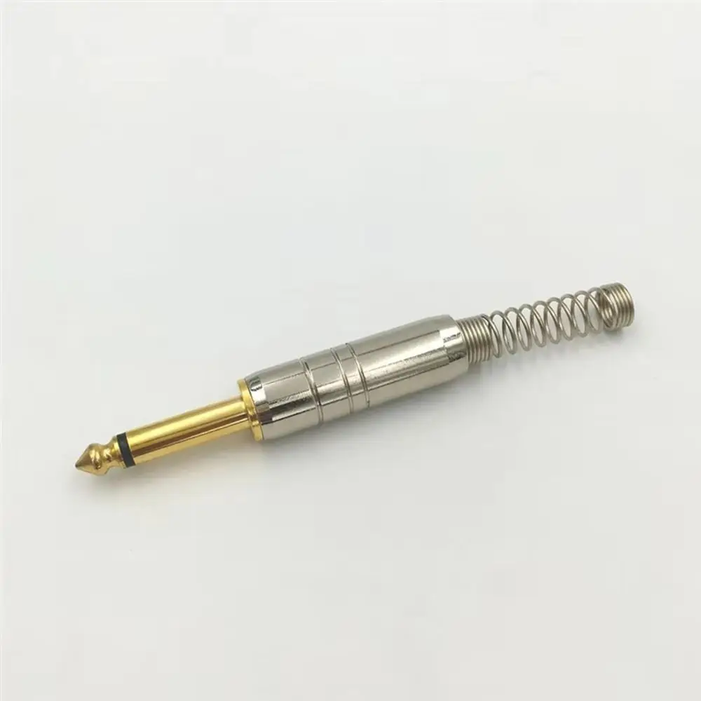 1Pcs 6.35mm Audio Jack Plug Metal Spring Loaded 6.35mm Audio Connector Solder Connection 2Pole 3Pole Mono Stereo Audio Plug