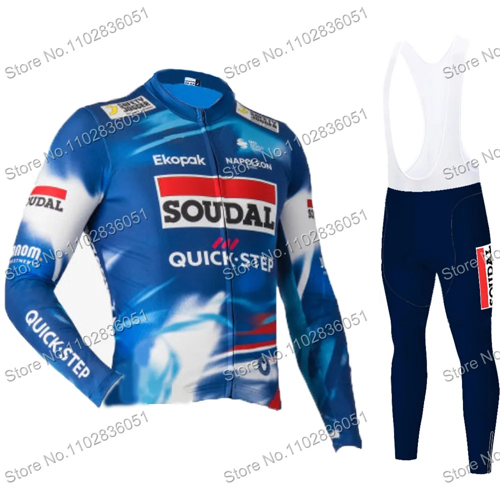 Soudal Quick Step 2025 Cycling Jersey Set Long Sleeve Men Spring Clothing Suit Bike Road Shirts Bicycle TightsBib MTB Uniform