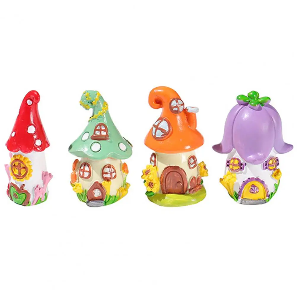 Wear-resistant Mushroom Mini House Bright Color Cake Topper Creative Fairy World Mushroom Cottage Desk Ornament