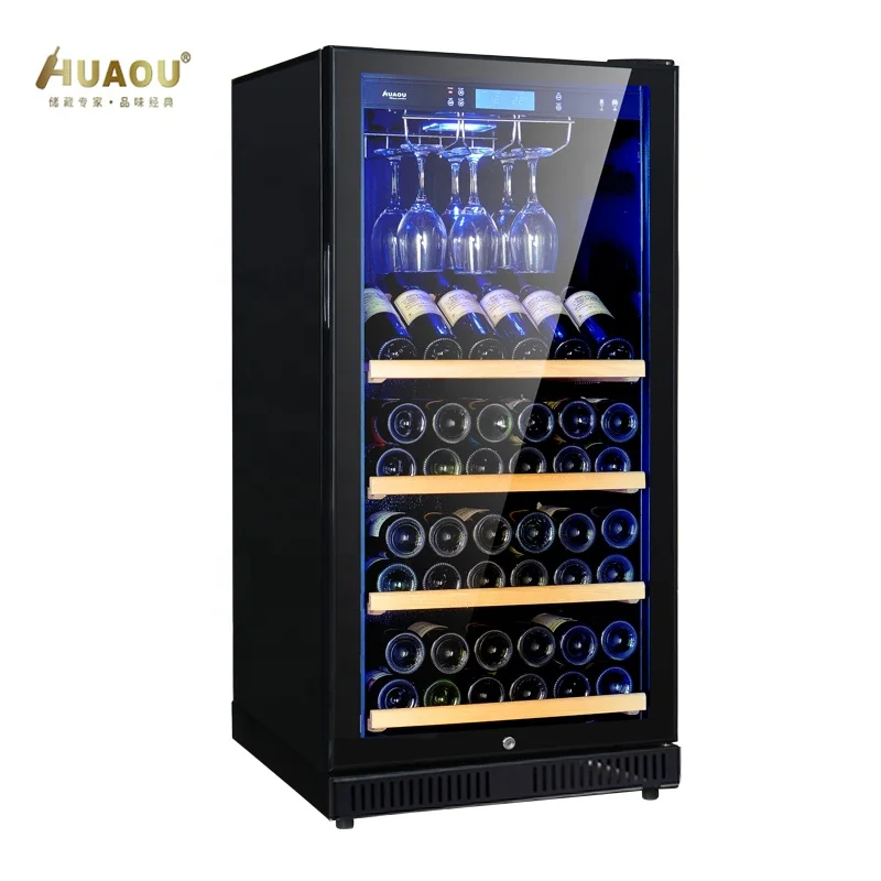 50 Bottles Compressor Electrical Steel Wine Bottle Chiller With Wine Glass Rack