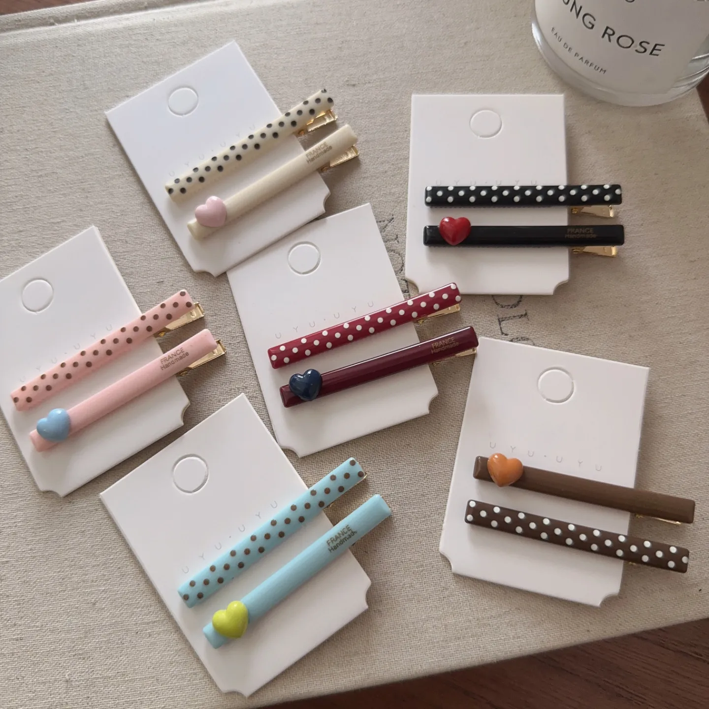 K‑style Polka‑dot & Heart Bangs Clips, Cute Premium Side Grip Barrettes for Broken Strands Daily Hair Decor