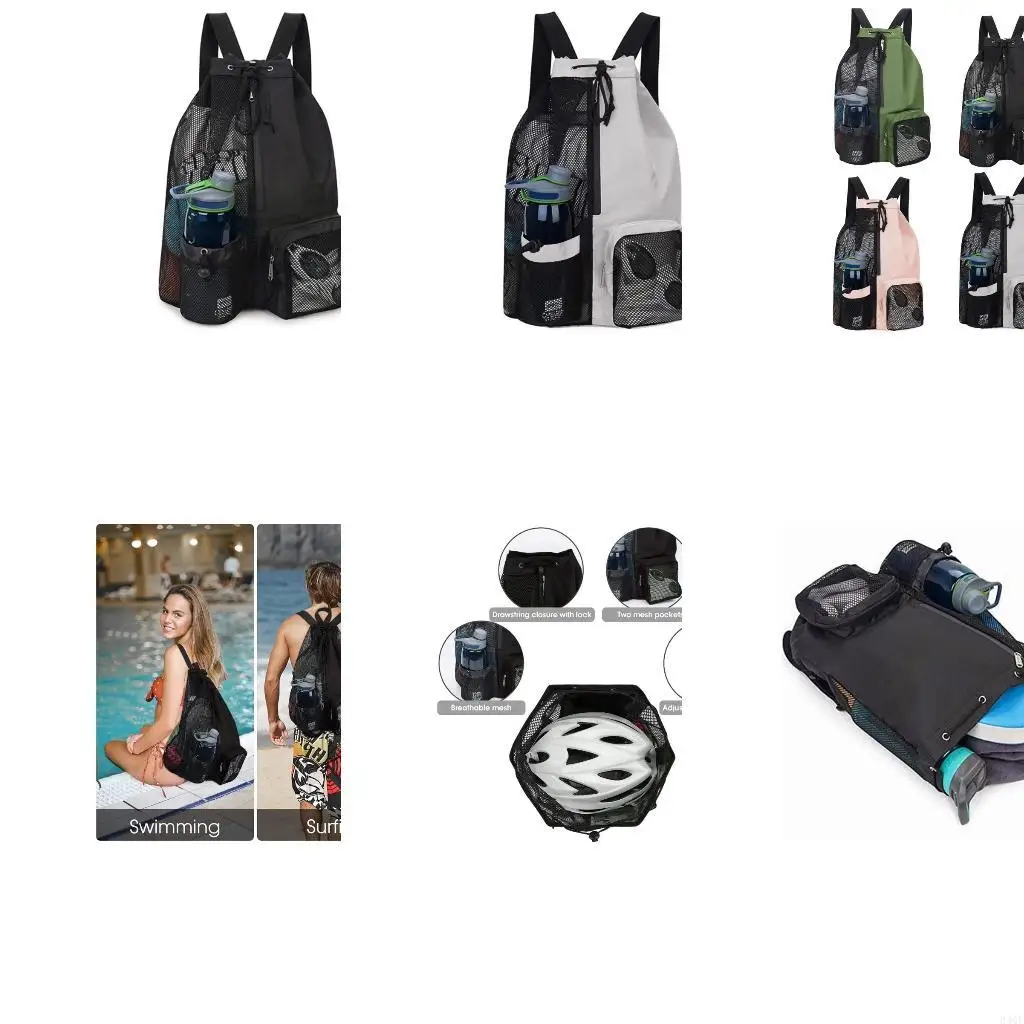 

340F Swimming Bag Sport Gym Sacks Bag Backpack with Zipper for School Sports Travel