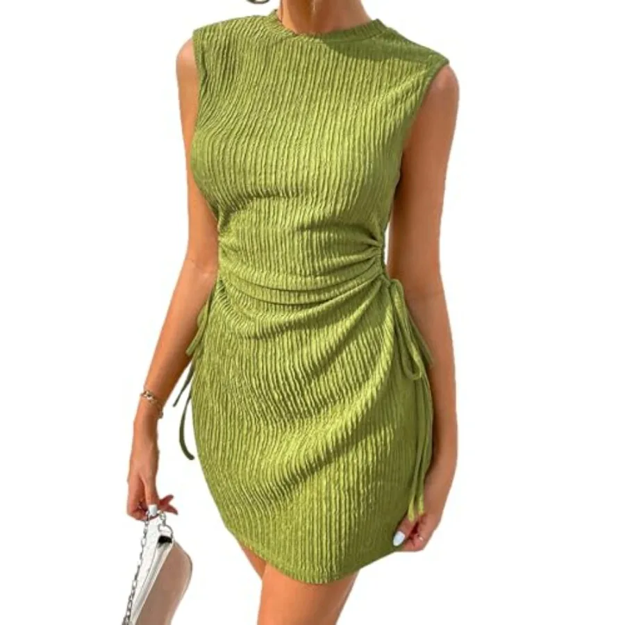 

Acelitt Women's Summer Dresses 2026 Beach Casual Crewneck Loose Sundress Ribbed Cut Out Mini Dress